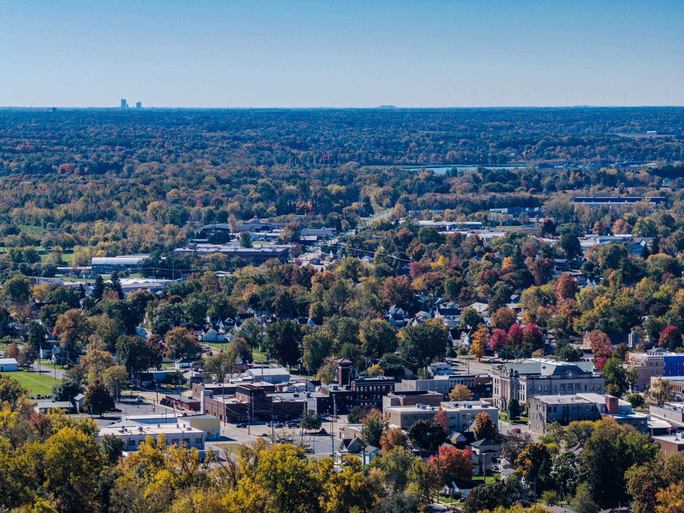 Downtown Auburn w/ Fort Wayne in Distance — original photography